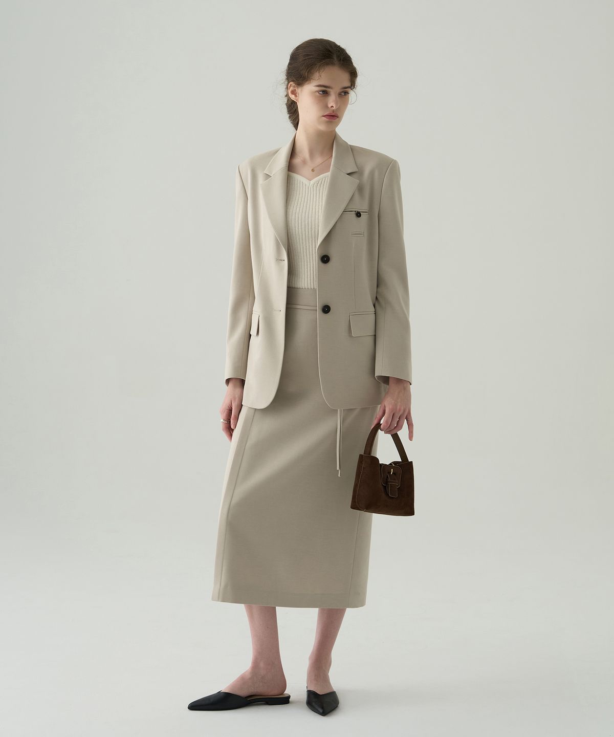 드로우핏 우먼(DRAWFIT WOMEN) 루어 스웨이드 미니 토트 백 [CREAM]