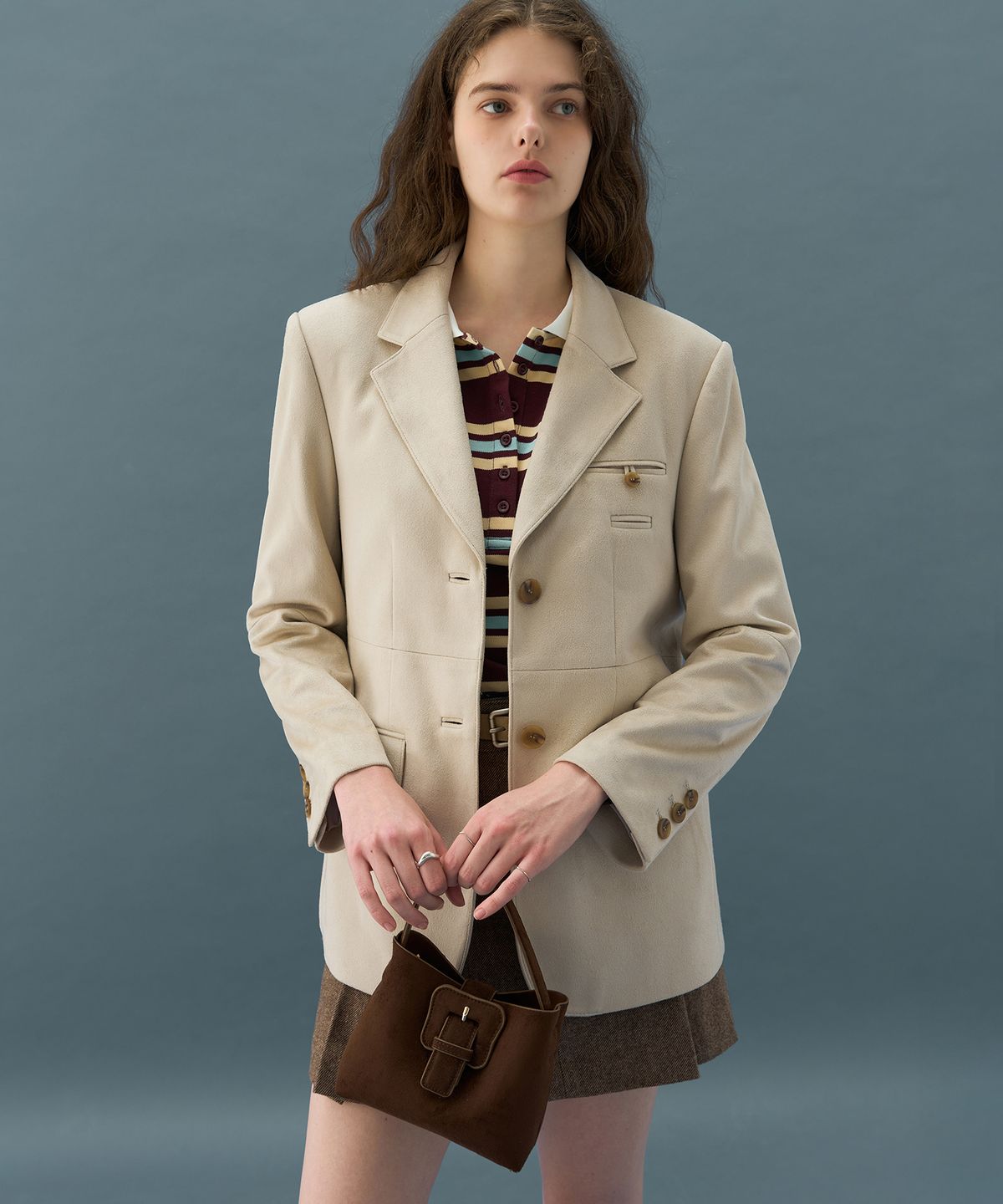 드로우핏 우먼(DRAWFIT WOMEN) 루어 스웨이드 미니 토트 백 [CREAM]