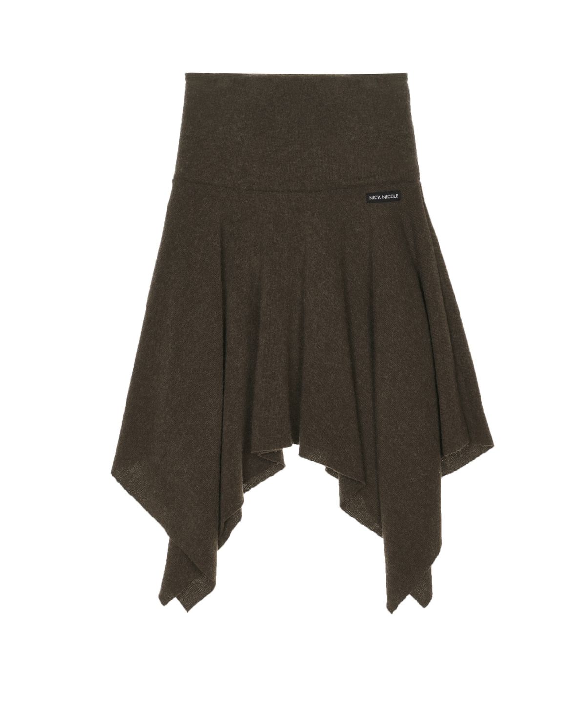 닉앤니콜(NICK&NICOLE) ASYMMETRIC HEM WOOL SKIRT_BROWN