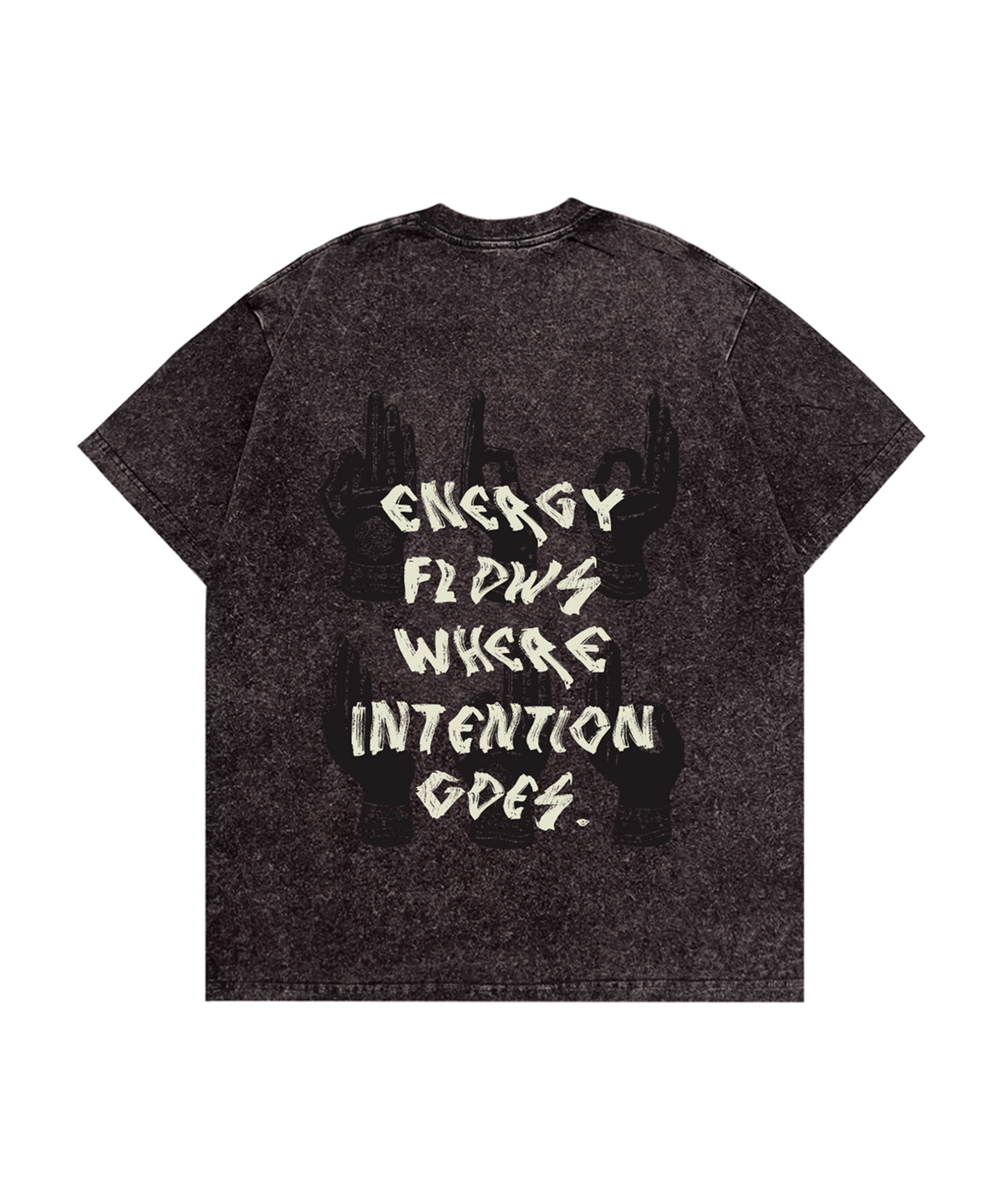 바반투(BHAVANTU) ENERGY FLOWS WHERE INTENTION GOES Pigment T-Shirt (Vintage Beige / Vintage Dark Gray)