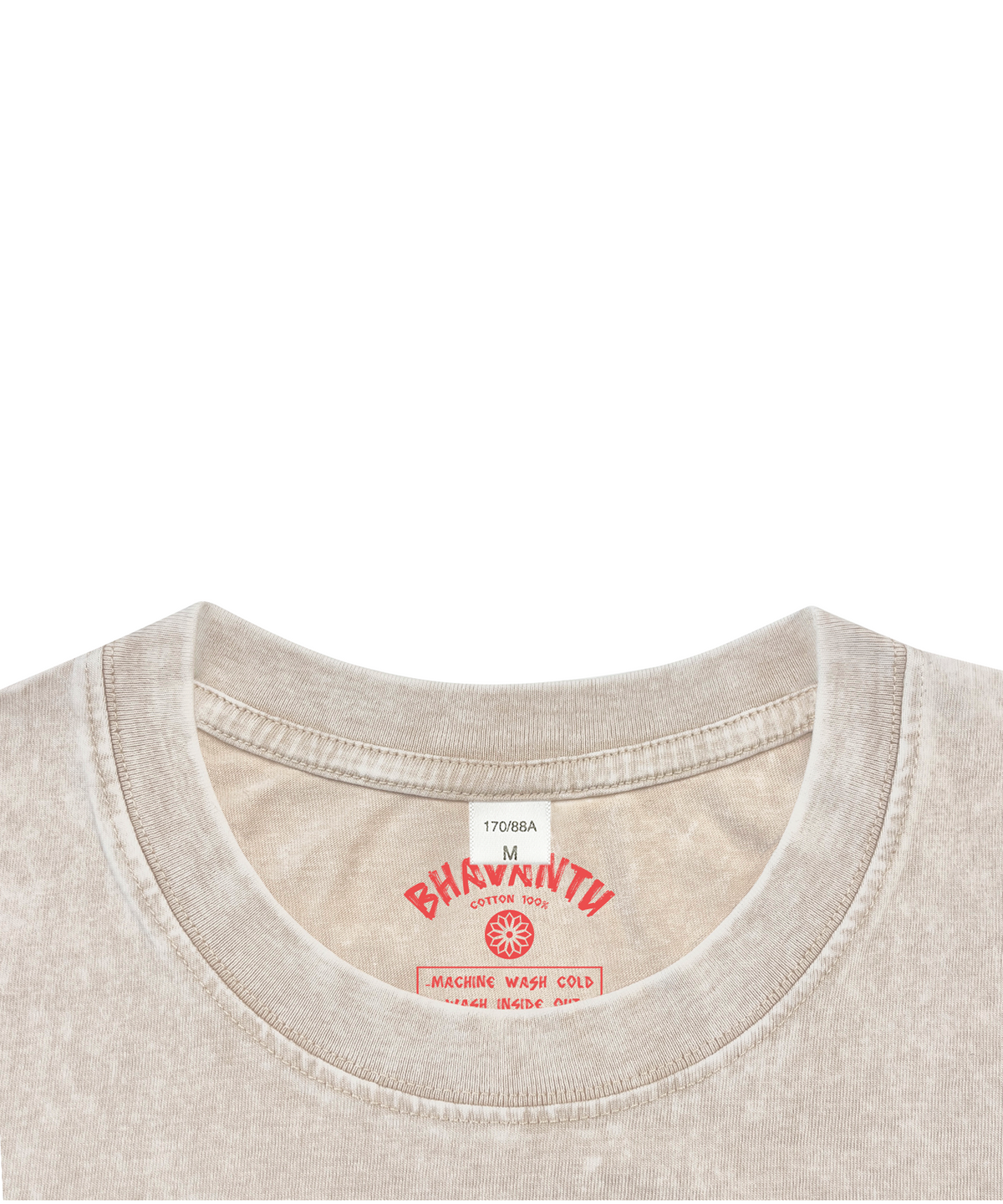 바반투(BHAVANTU) ENERGY FLOWS WHERE INTENTION GOES Pigment T-Shirt (Vintage Beige / Vintage Dark Gray)