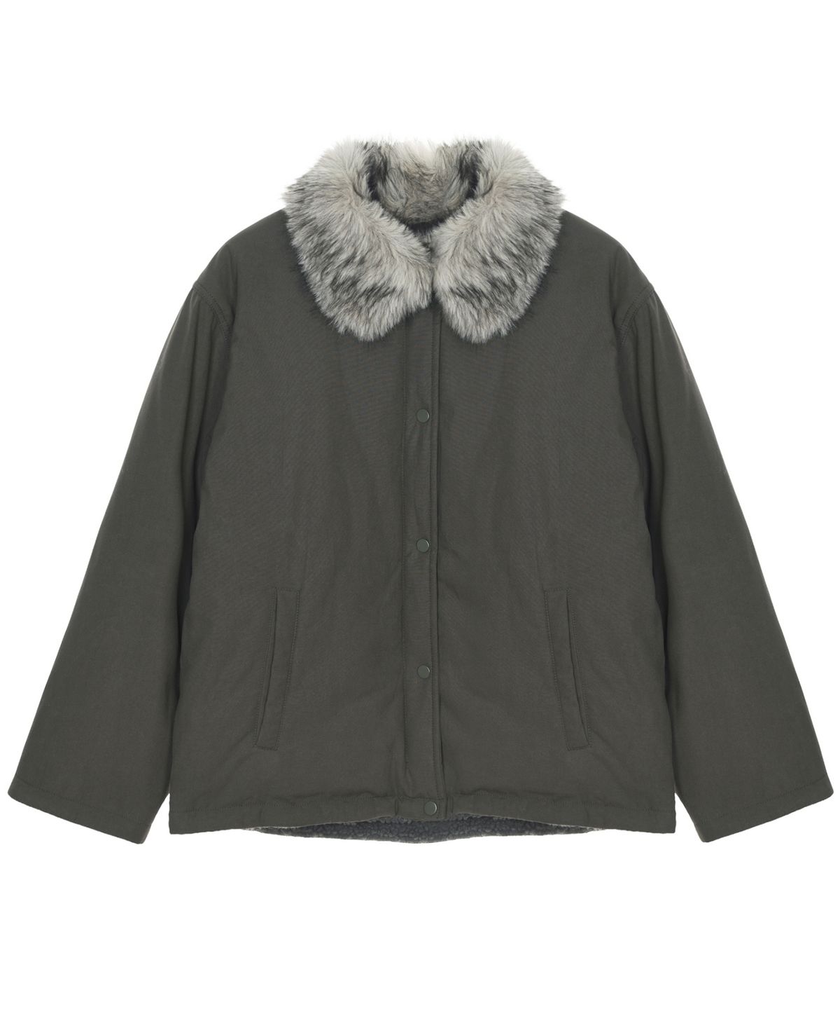 닉앤니콜(NICK&NICOLE) FUR HOOD SHORT JUMPER_KHAKI