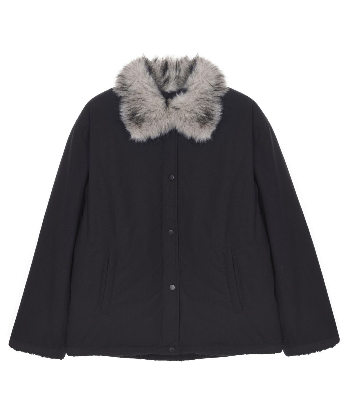 닉앤니콜(NICK&NICOLE) FUR HOOD SHORT JUMPER_BLACK