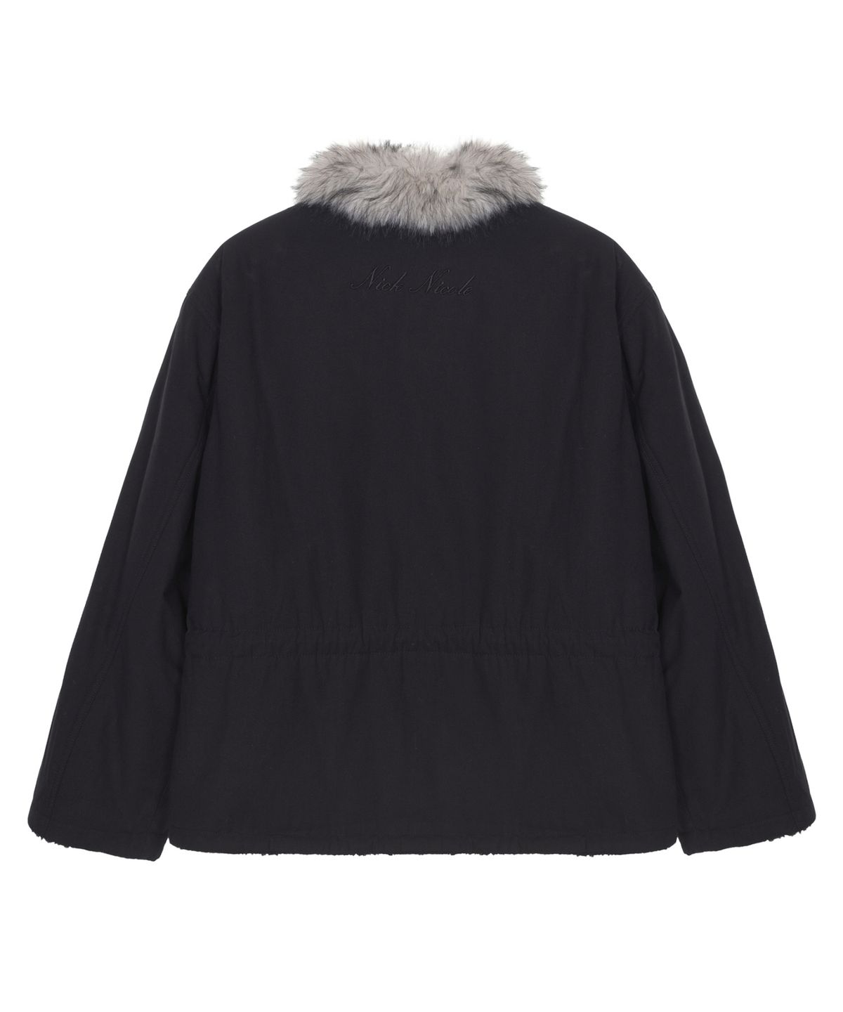 닉앤니콜(NICK&NICOLE) FUR HOOD SHORT JUMPER_BLACK