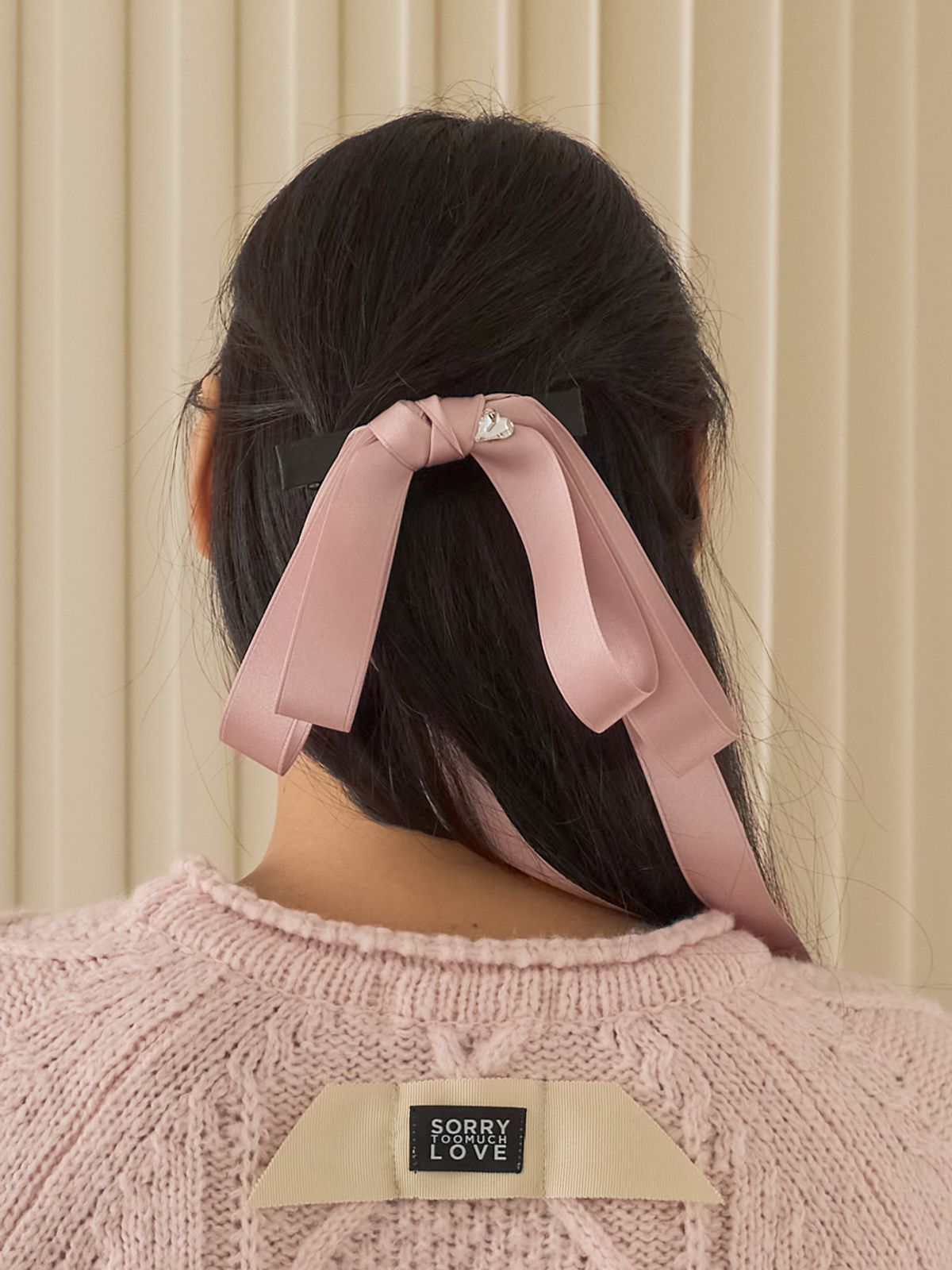 쏘리, 투 머치 러브(SORRY, TOO MUCH LOVE) Long Tail Ribbon Hair Barrette_Pink