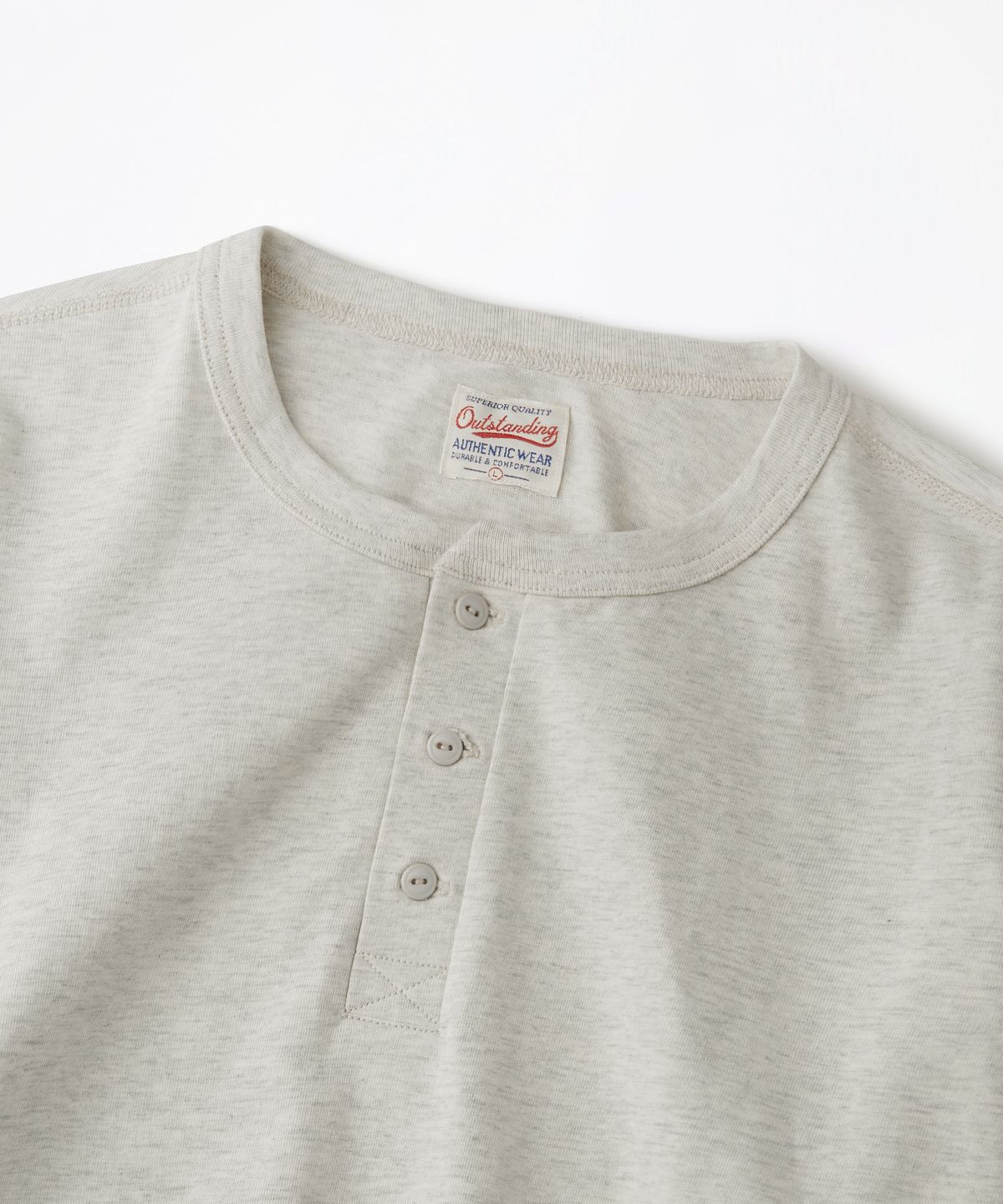 아웃스탠딩(OUTSTANDING) VINTAGE HENLEY NECK LONG SLEEVE TEE_1%OATMEAL