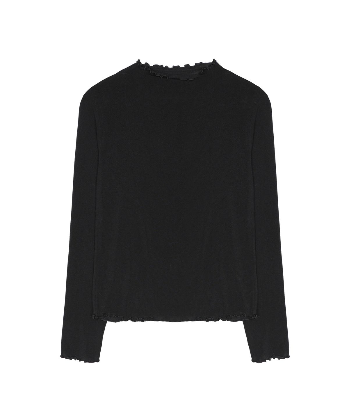 닉앤니콜(NICK&NICOLE) SOFT FRILL EDGE LONG SLEEVE TOP_BLACK
