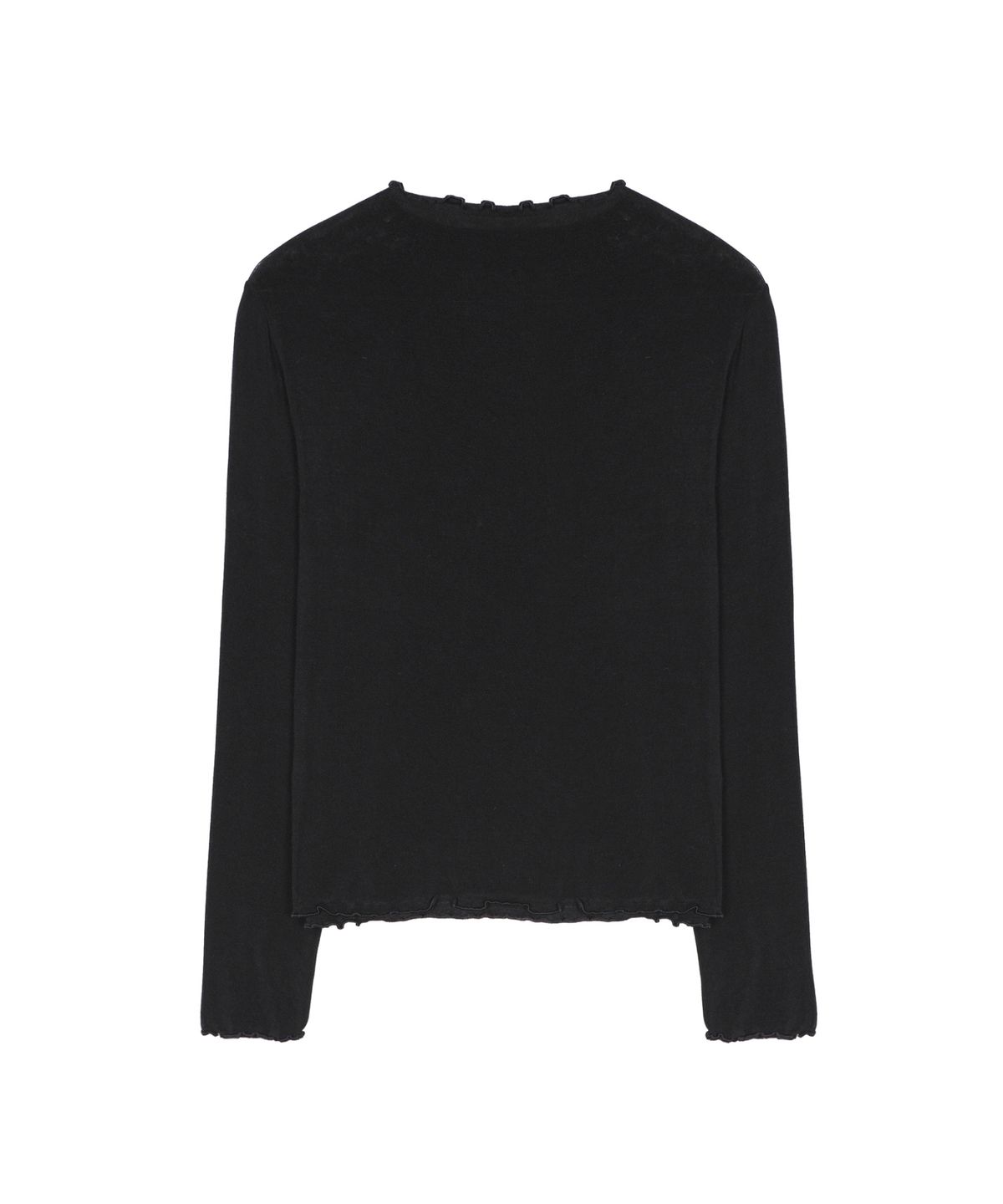 닉앤니콜(NICK&NICOLE) SOFT FRILL EDGE LONG SLEEVE TOP_BLACK