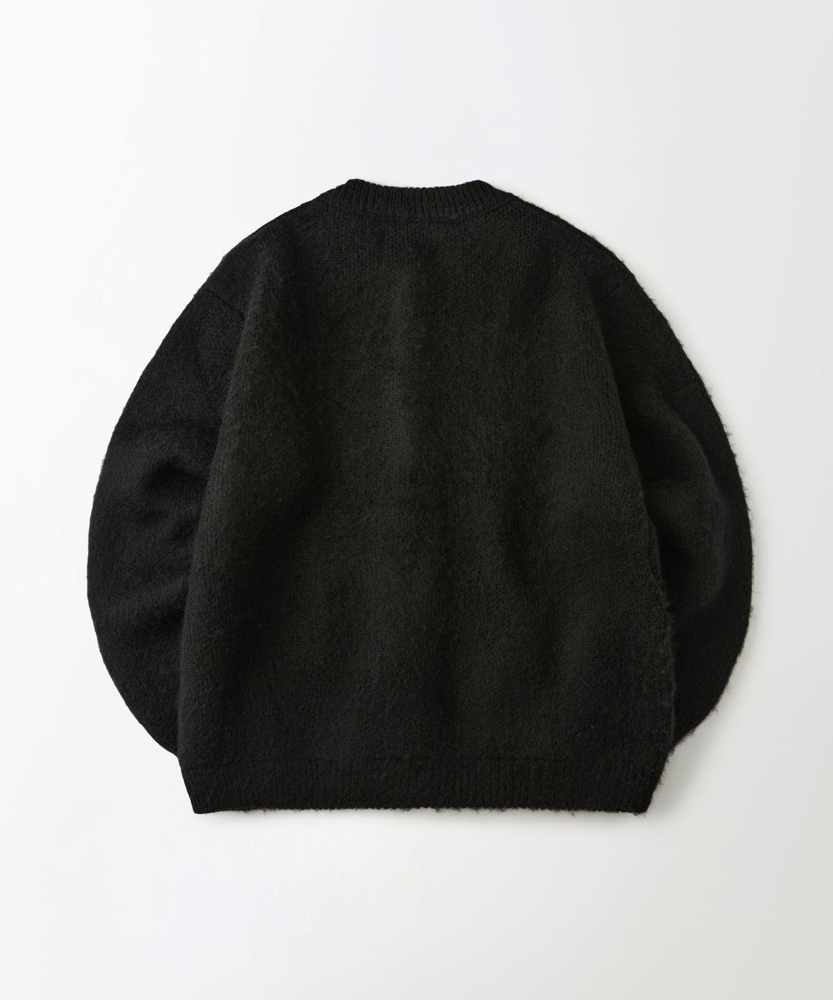 아웃스탠딩(OUTSTANDING) BRUSHED WOOL ROUND NECK CARDIGAN_BLACK