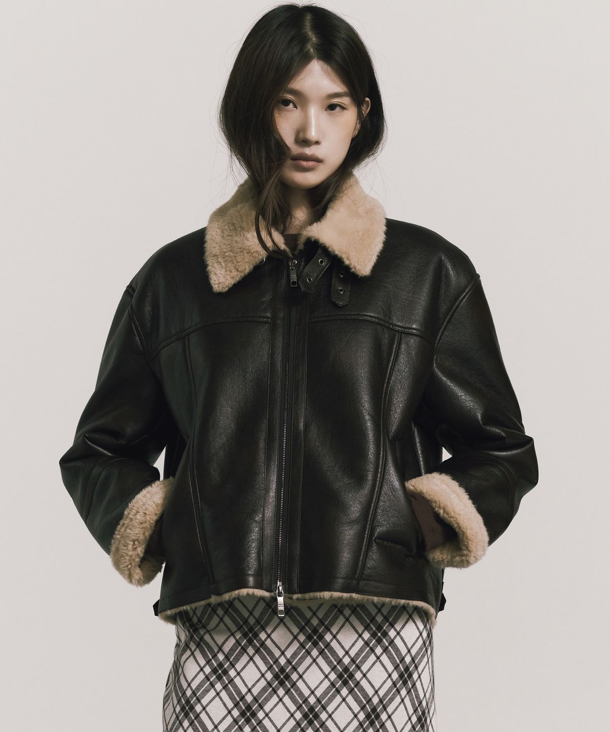 닉앤니콜(NICK&NICOLE) VINTAGE LEATHER FUR MUSTANG_BROWN