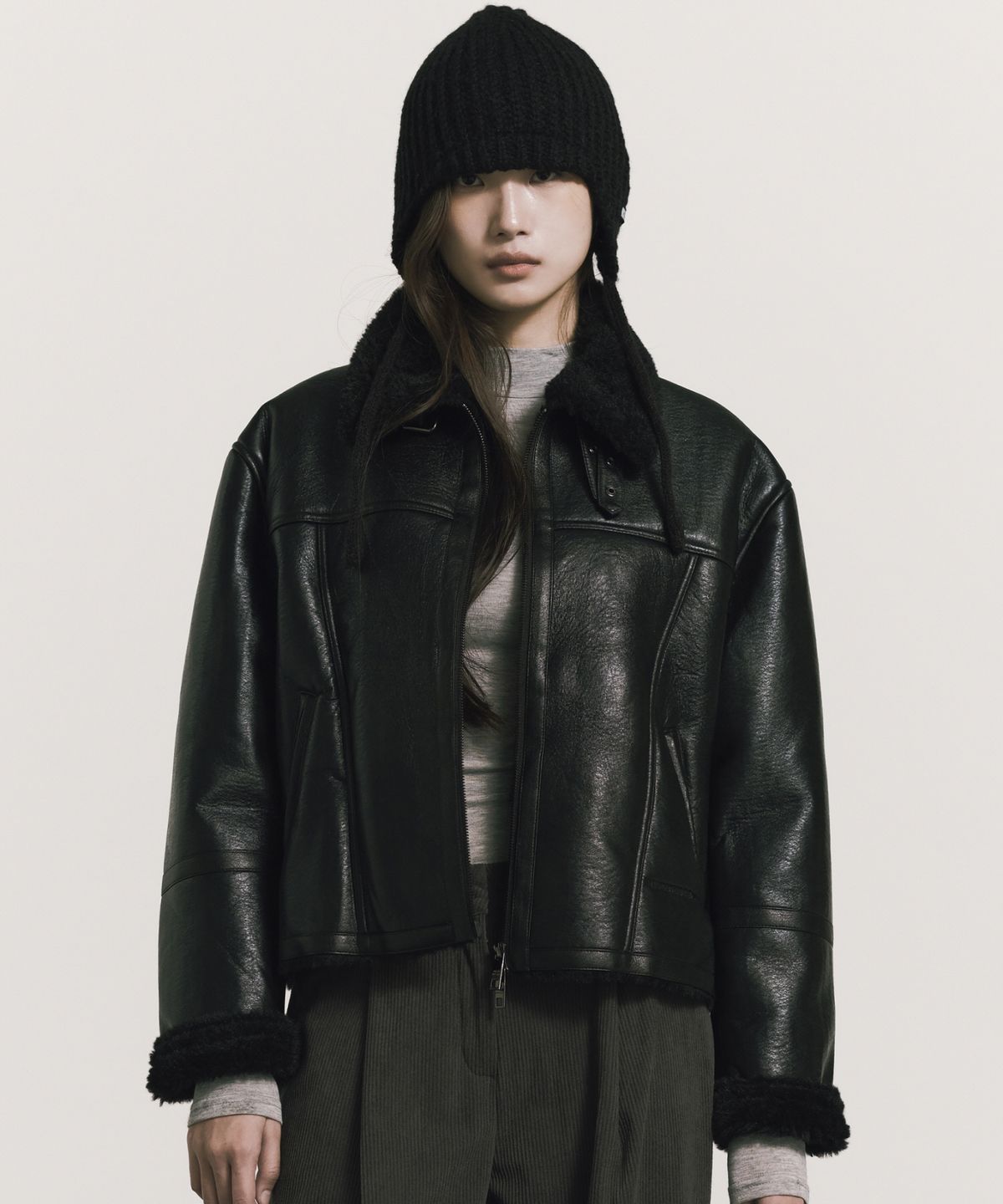 닉앤니콜(NICK&NICOLE) VINTAGE LEATHER FUR MUSTANG_BLACK