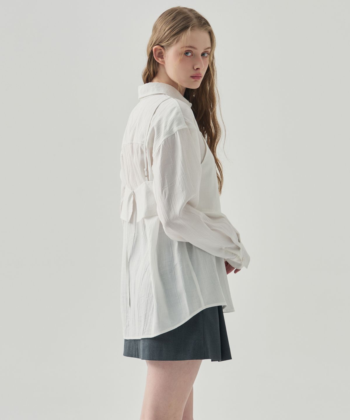 드로우핏 우먼(DRAWFIT WOMEN) 제인 레이어드 뷔스티에 블라우스 [BLACK]