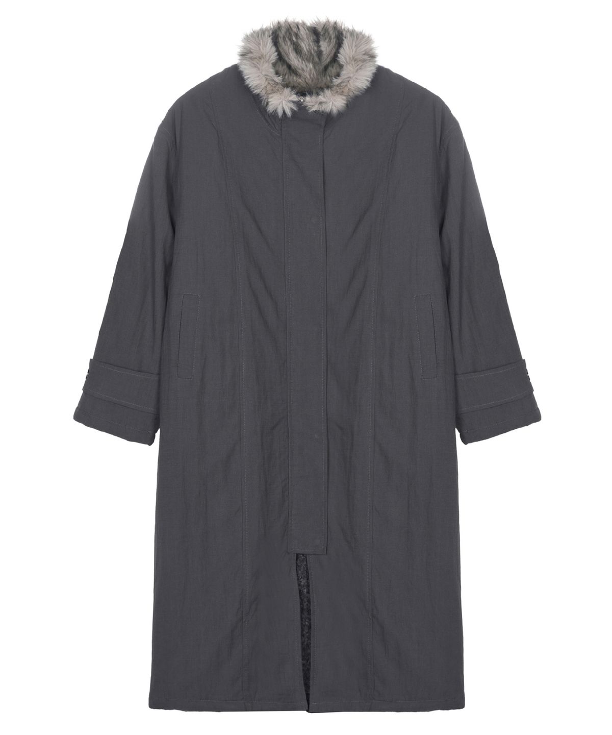 닉앤니콜(NICK&NICOLE) FUR PADDED PARKA LONG JUMPER_CHARCOAL