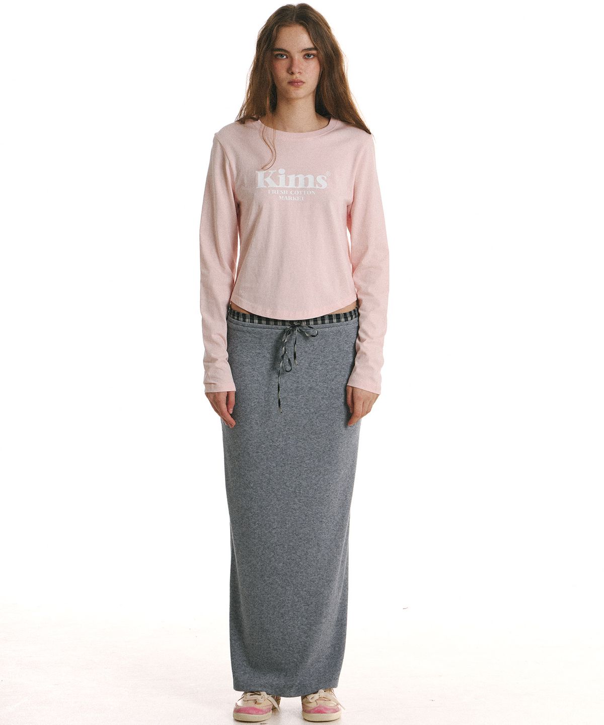 킴스 프레시 코튼 마켓(KIMS FRESH COTTON MARKET) Kims Bam Logo LS Tee Pink