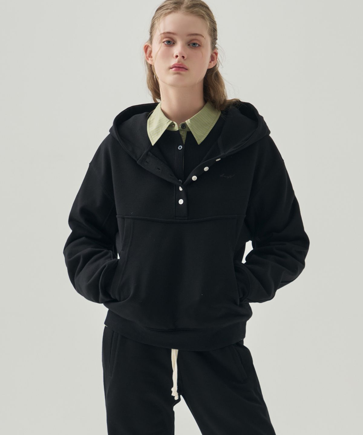드로우핏 우먼(DRAWFIT WOMEN) 브링 코튼 후드 스웻셔츠 [M.GREY]