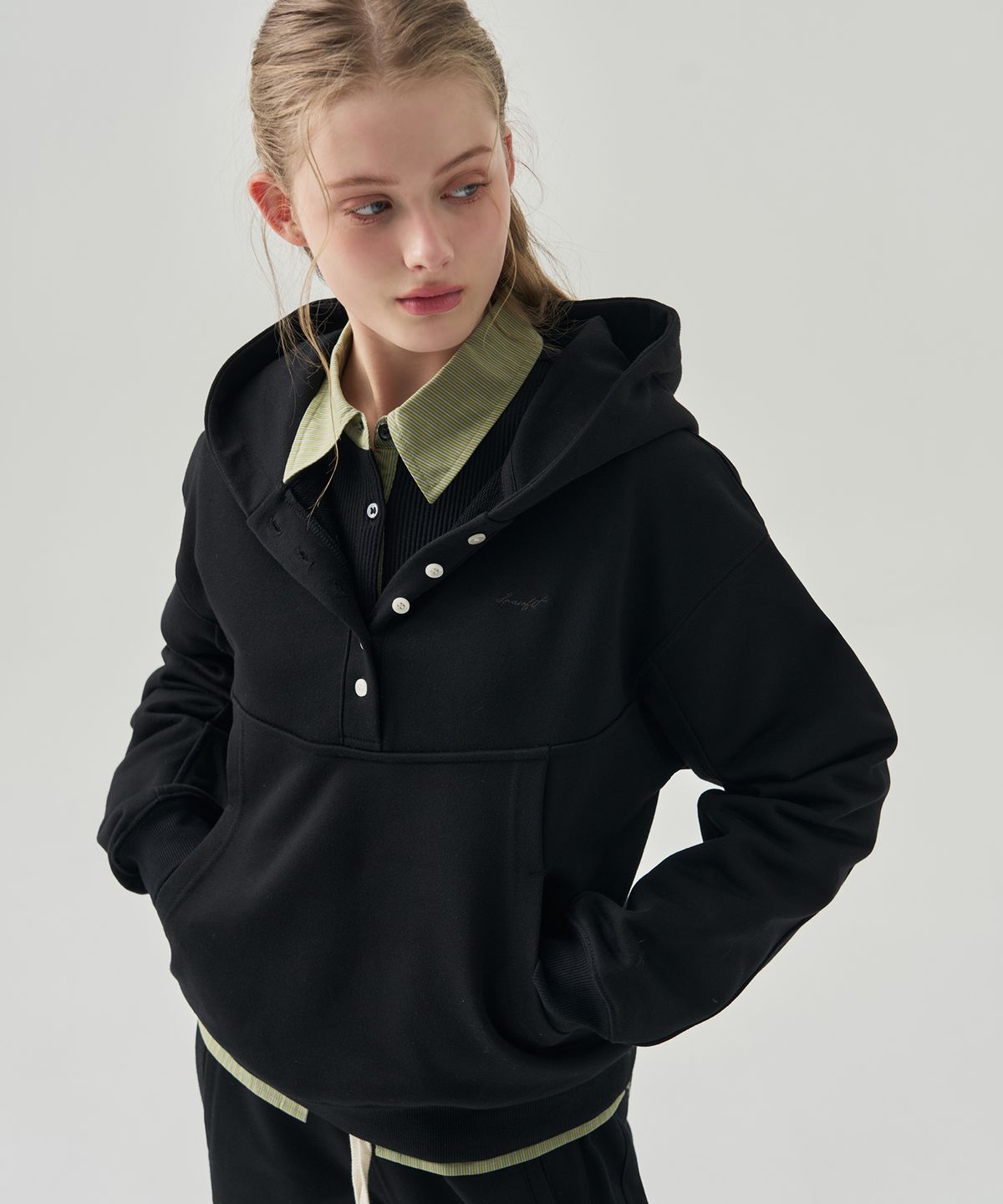 드로우핏 우먼(DRAWFIT WOMEN) 브링 코튼 후드 스웻셔츠 [M.GREY]