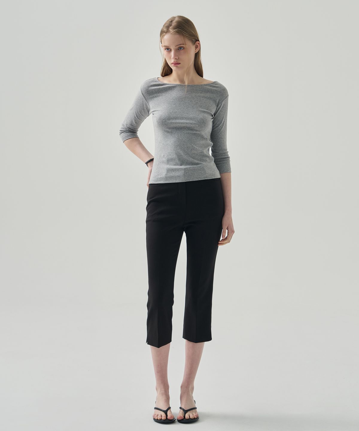 드로우핏 우먼(DRAWFIT WOMEN) 소프트 베이직 보트넥 티셔츠 [BEIGE]