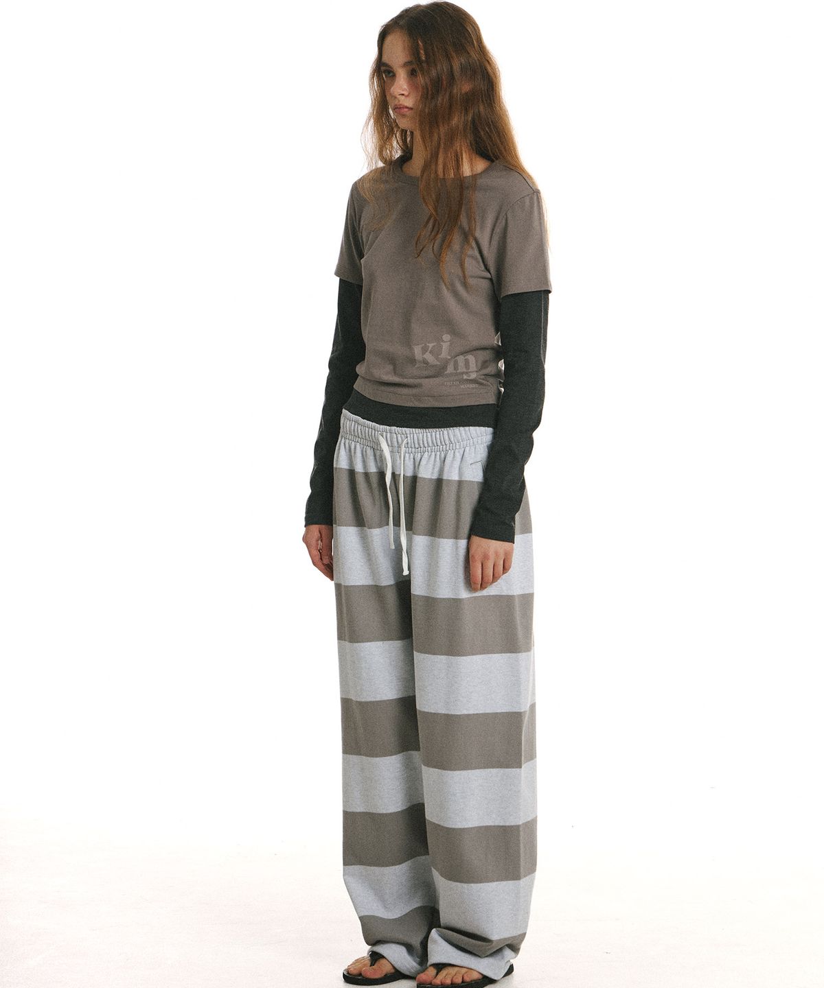 킴스 프레시 코튼 마켓(KIMS FRESH COTTON MARKET) Below Messy Layered LS Tee Grey