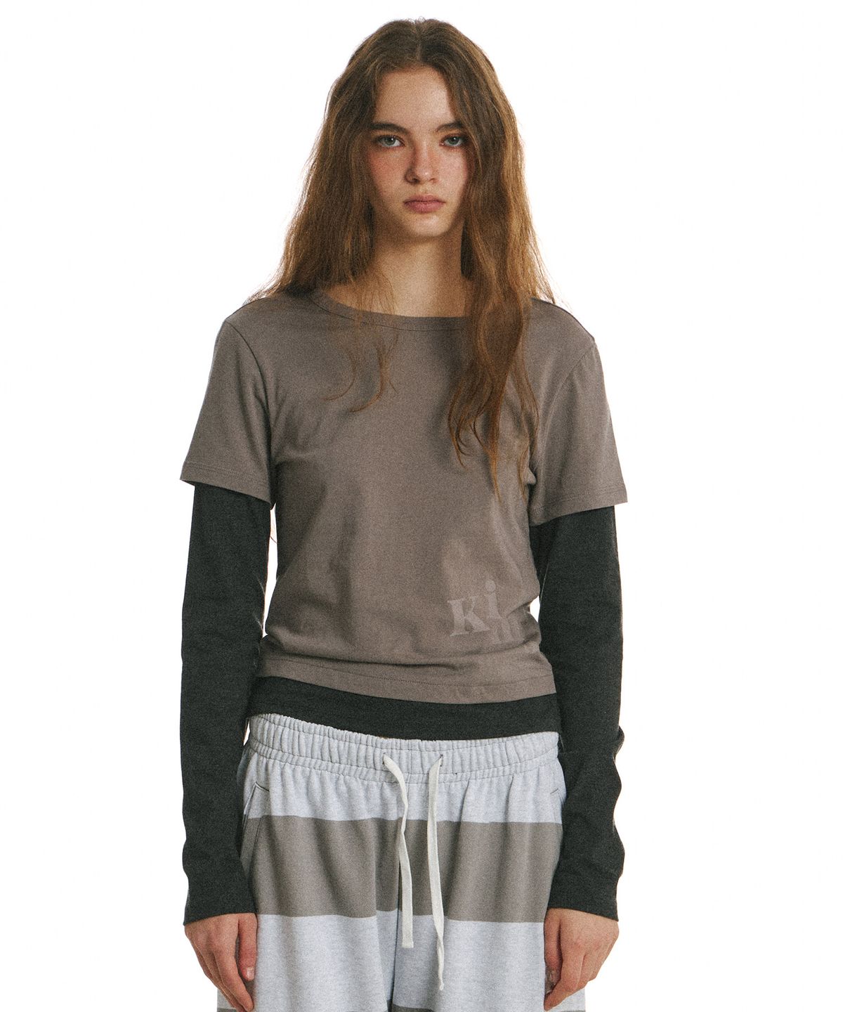 킴스 프레시 코튼 마켓(KIMS FRESH COTTON MARKET) Below Messy Layered LS Tee Grey