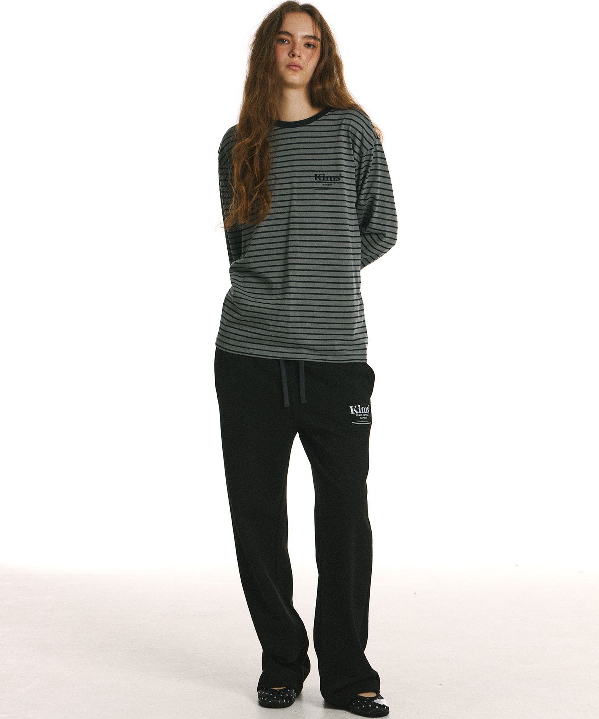 킴스 프레시 코튼 마켓(KIMS FRESH COTTON MARKET) Mini Bam Line Stripe LS Tee Charcoal