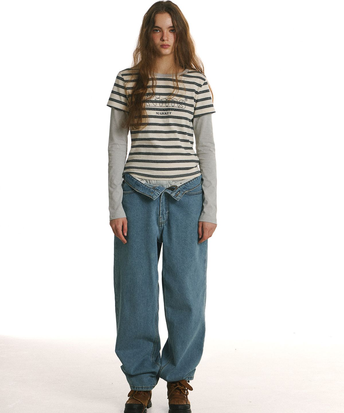 킴스 프레시 코튼 마켓(KIMS FRESH COTTON MARKET) Marine Stripe LS Tee Grey