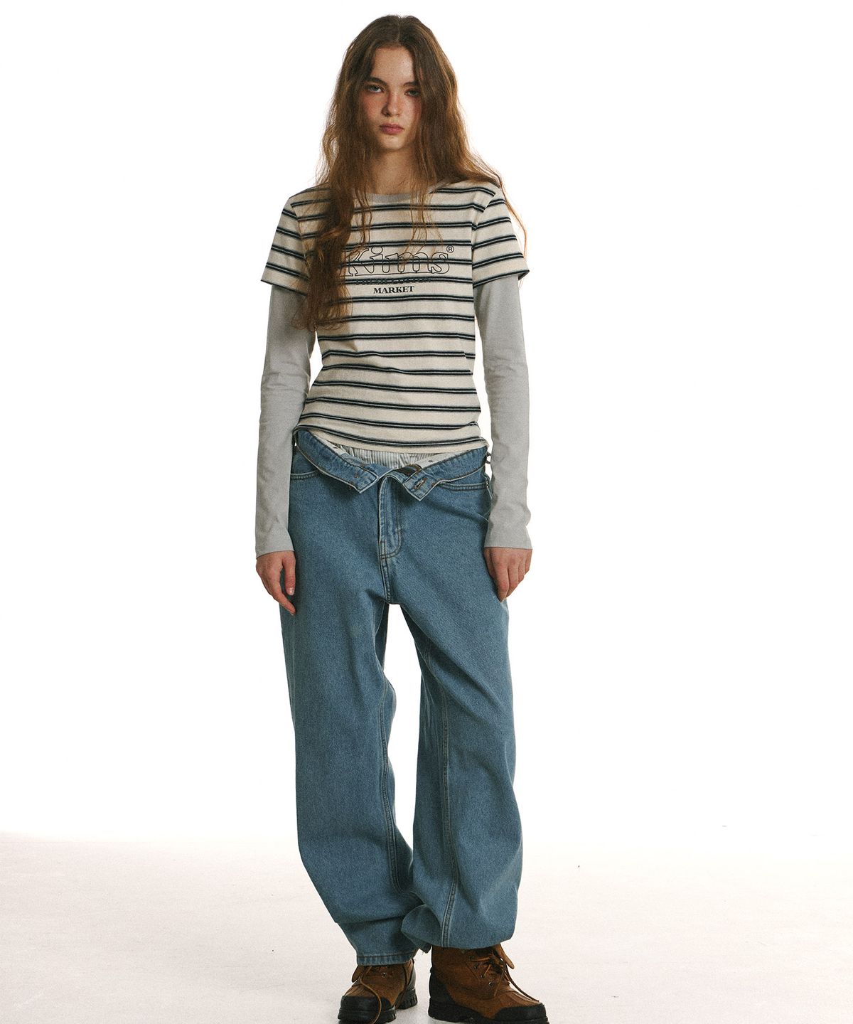 킴스 프레시 코튼 마켓(KIMS FRESH COTTON MARKET) Marine Stripe LS Tee Grey