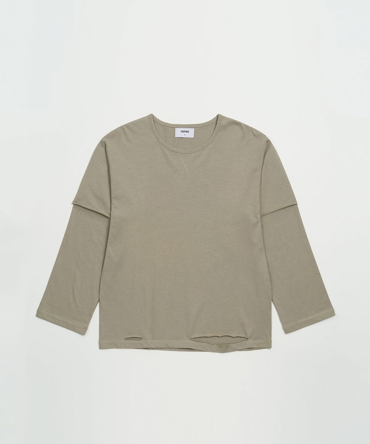 토피 우먼(TOFFEE WOMEN) W 대미지 레이어드 롱슬리브 (SAGE GREEN)