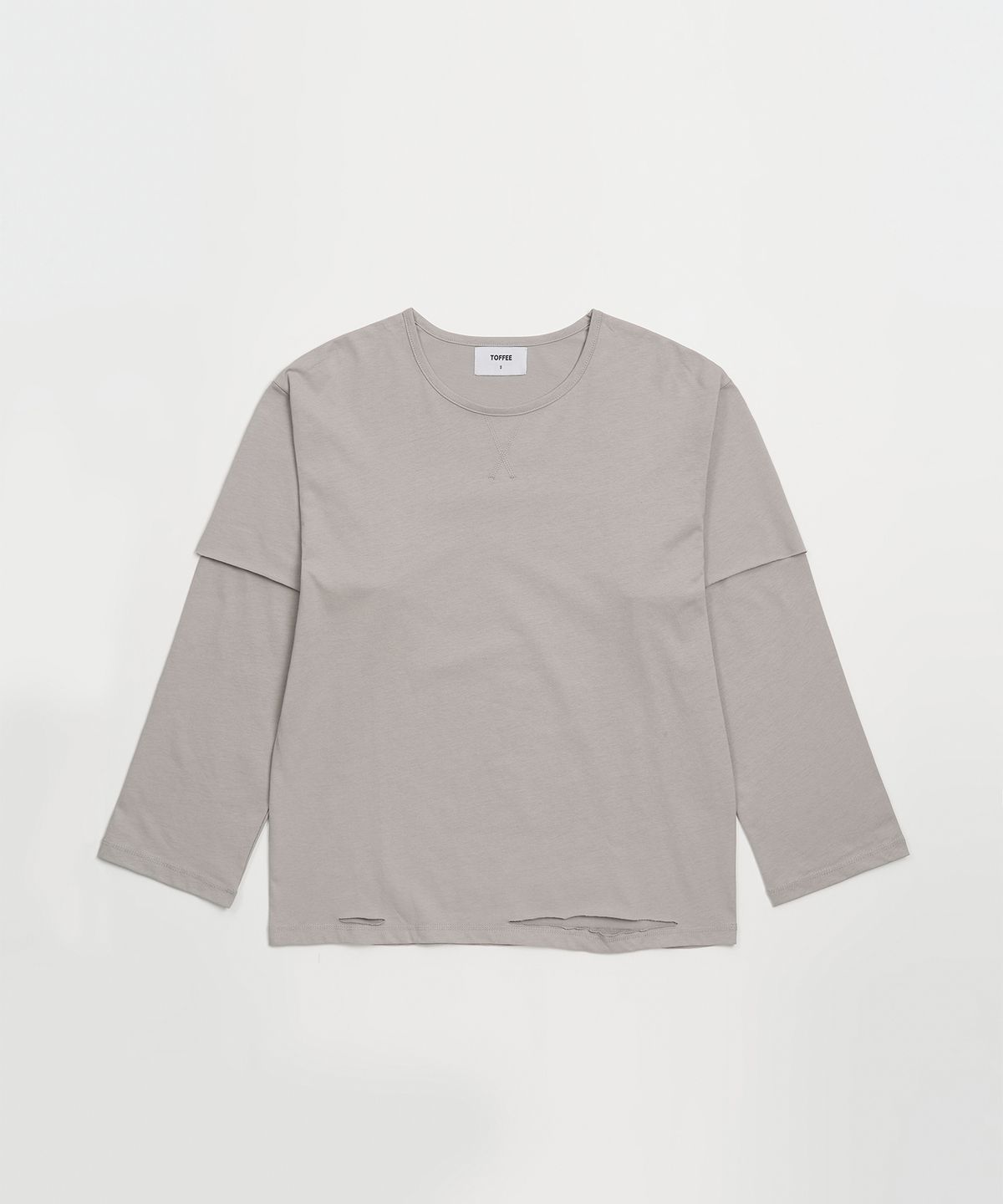 토피 우먼(TOFFEE WOMEN) W 대미지 레이어드 롱슬리브 (GREY)