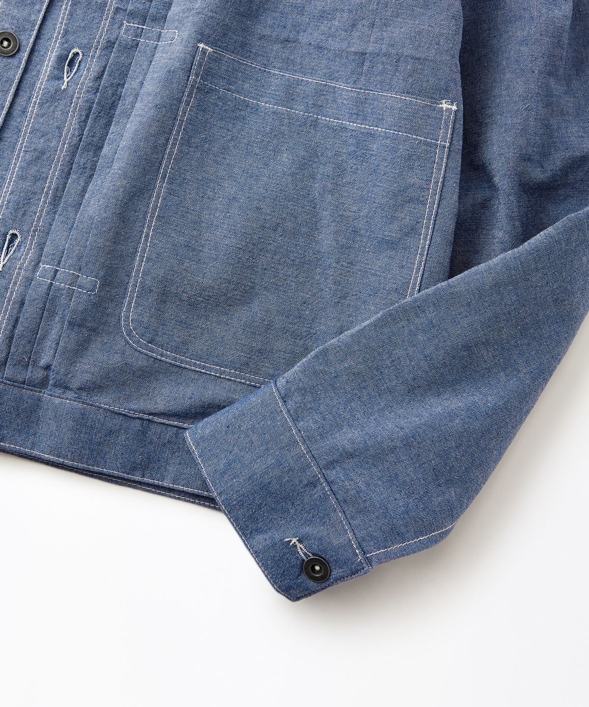 아웃스탠딩(OUTSTANDING) TRIPLE PLEATS JACKET_L.BLUE