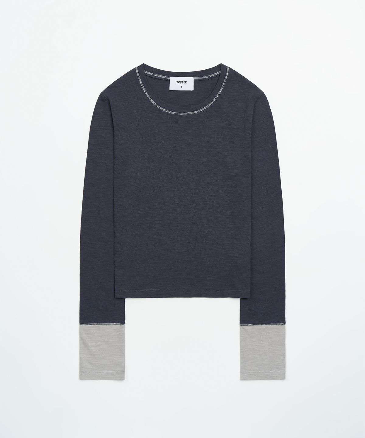 토피 우먼(TOFFEE WOMEN) W  롱 슬리브 커프스 티셔츠 (NAVY)