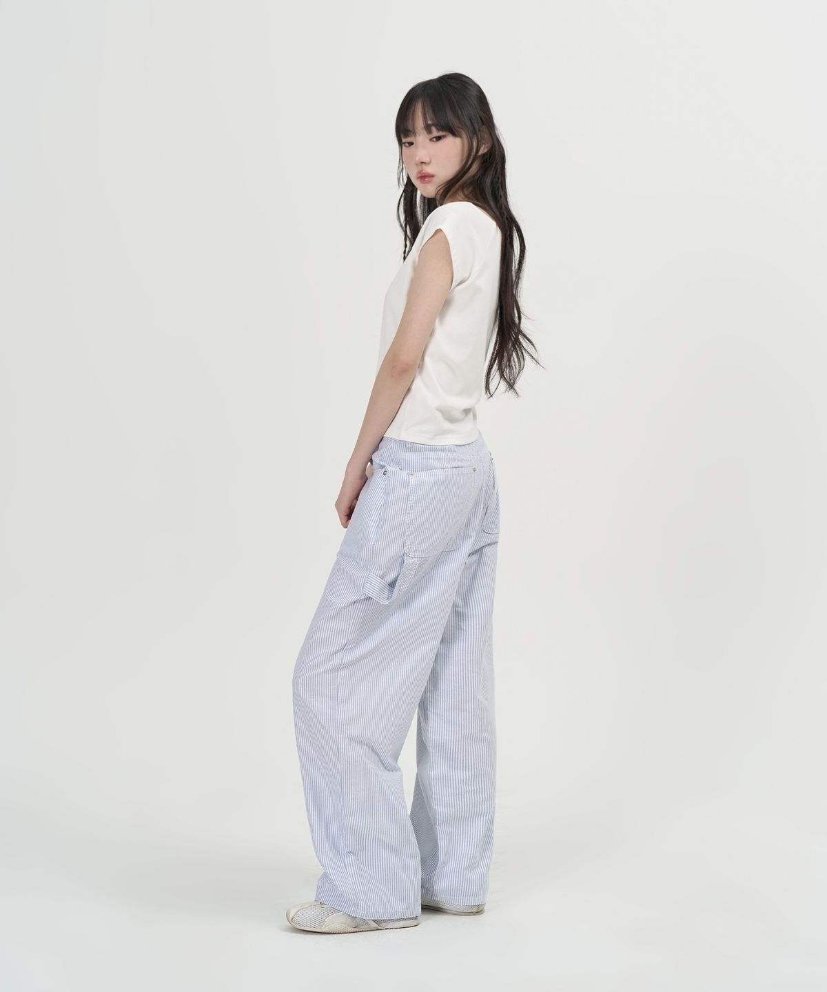 토피 우먼(TOFFEE WOMEN) W 스트라이프 카펜터 팬츠 (BLUE)