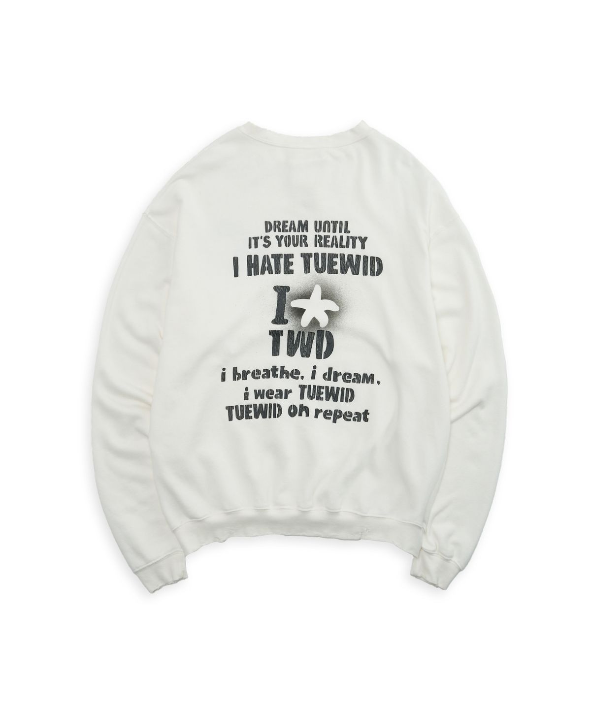 투위드(TUEWID) I hate TWD vintage Soft fleece sweatshirts in cream