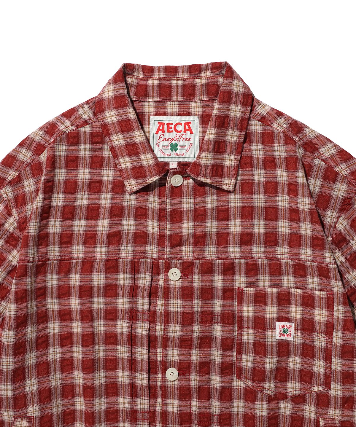 에이카화이트(AECA) LIGHT CHECK TRUCKER-BURGUNDY