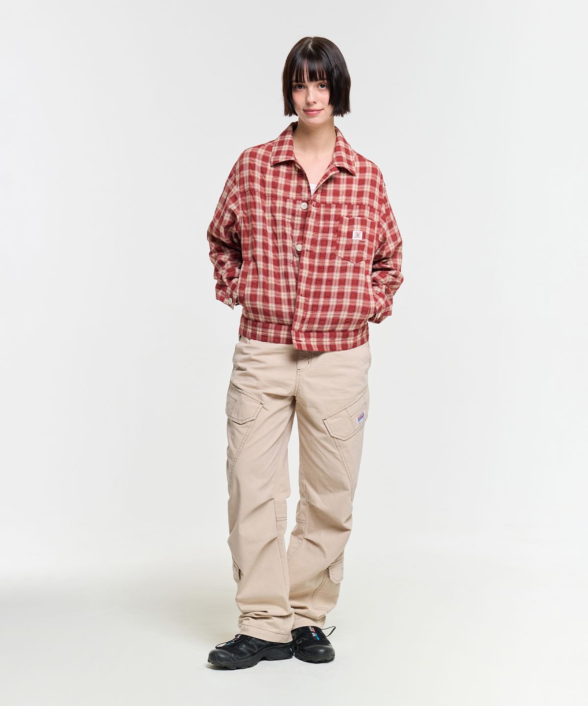 에이카화이트(AECA) LIGHT CHECK TRUCKER-BURGUNDY