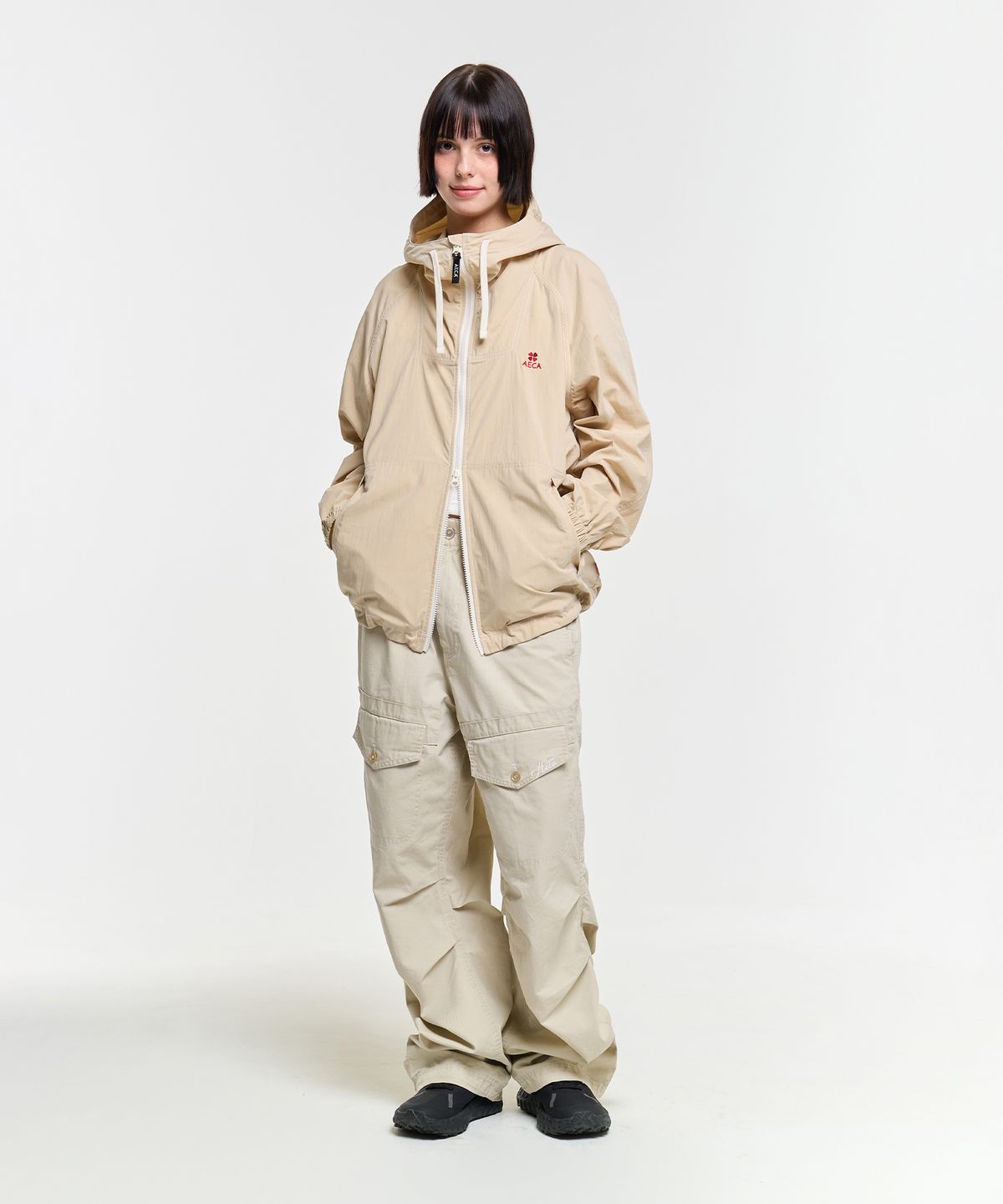 에이카화이트(AECA) STITCH HOODIE SPORTS JUMPER-BEIGE