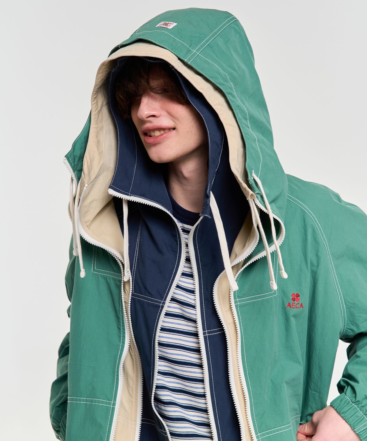 에이카화이트(AECA) STITCH HOODIE SPORTS JUMPER-GREEN