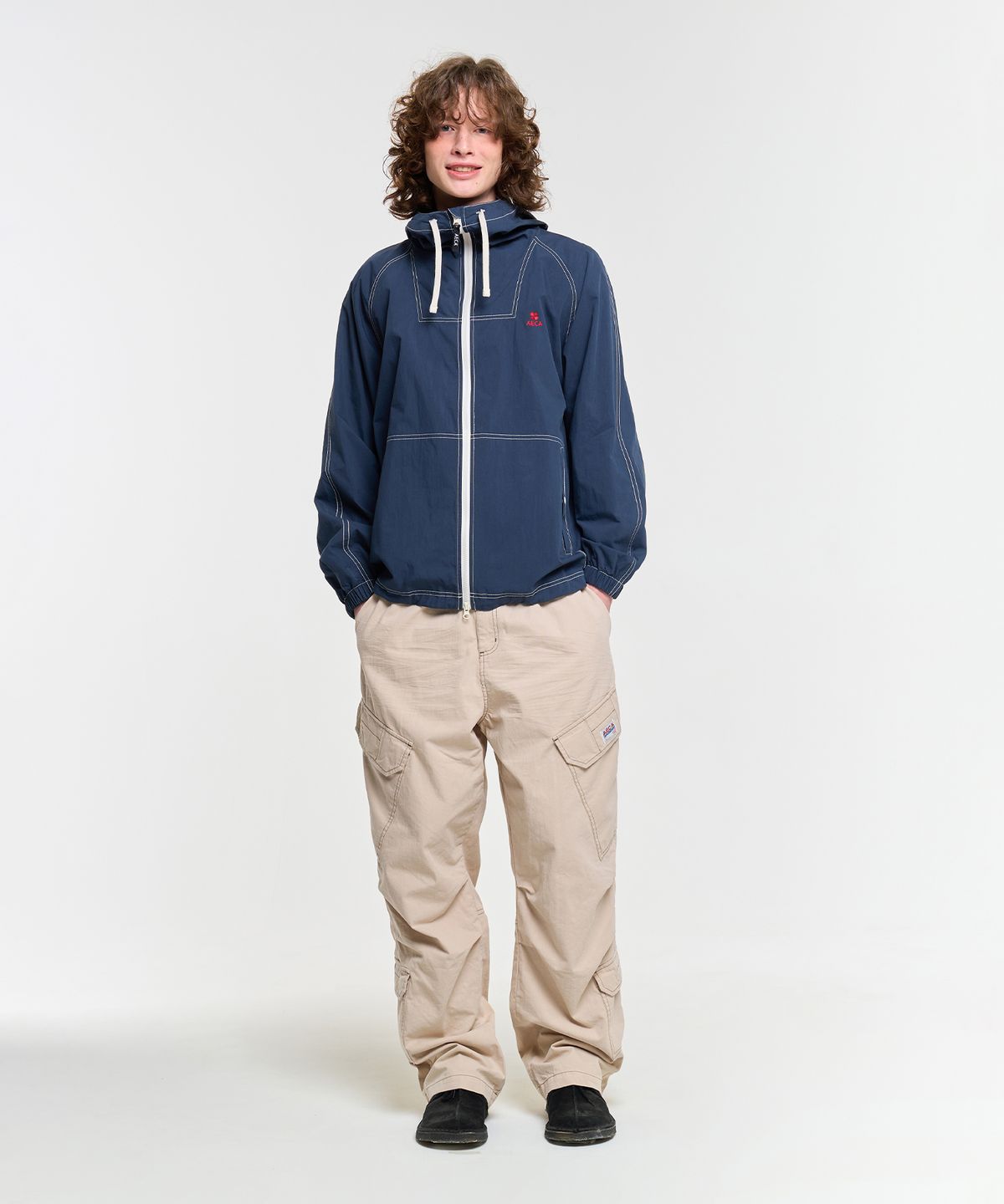 에이카화이트(AECA) STITCH HOODIE SPORTS JUMPER-NAVY
