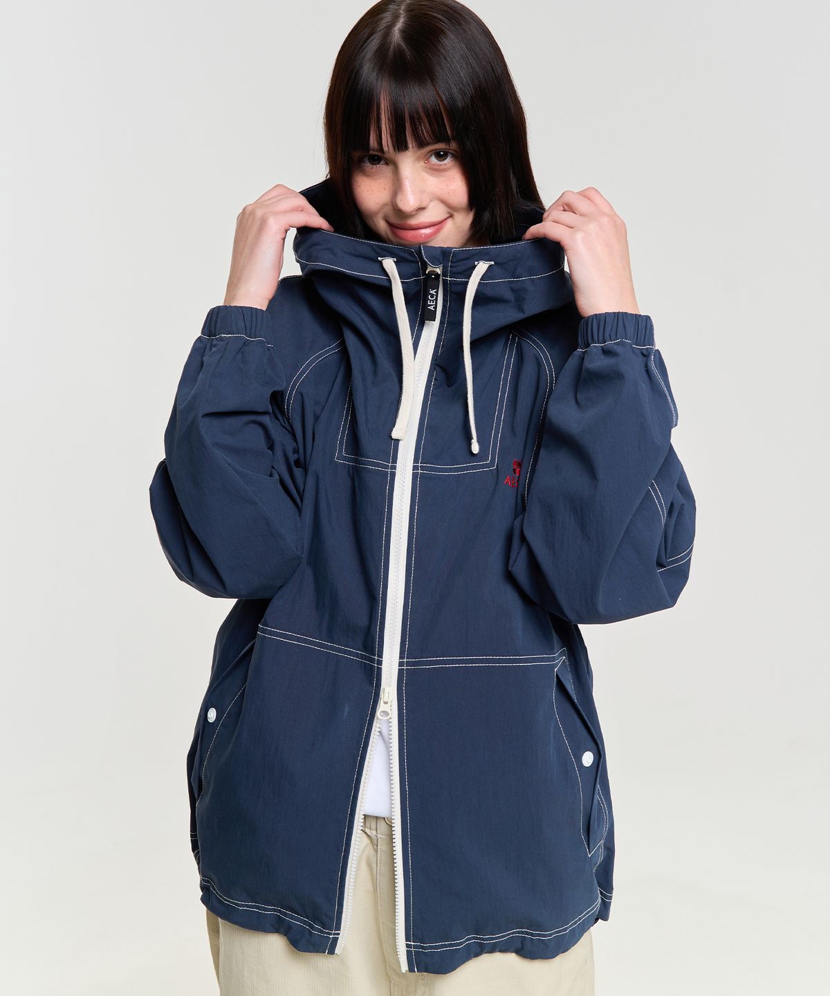 에이카화이트(AECA) STITCH HOODIE SPORTS JUMPER-NAVY