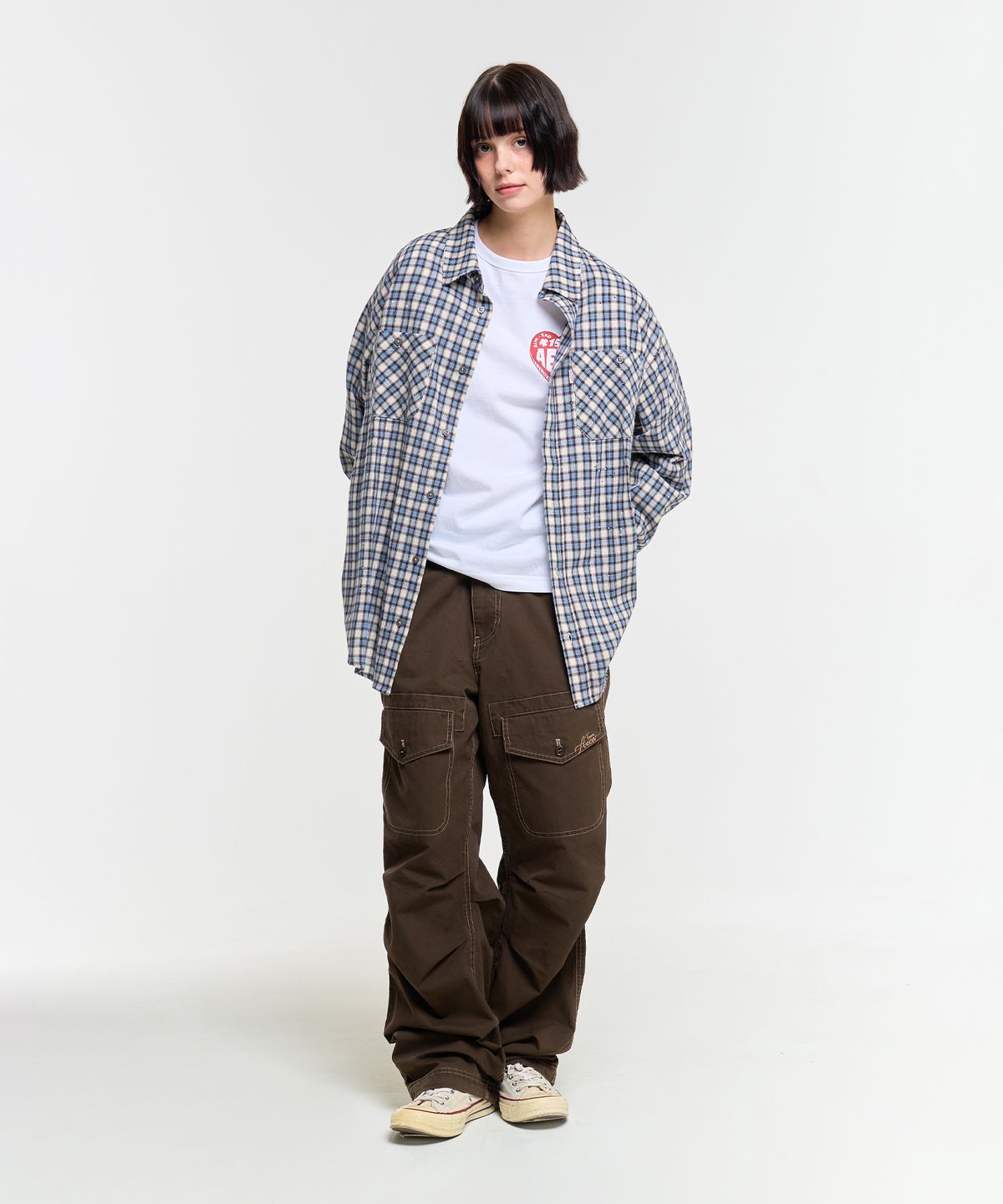 에이카화이트(AECA) FRONT POCKET STRIPE WASHED PANTS-BROWN