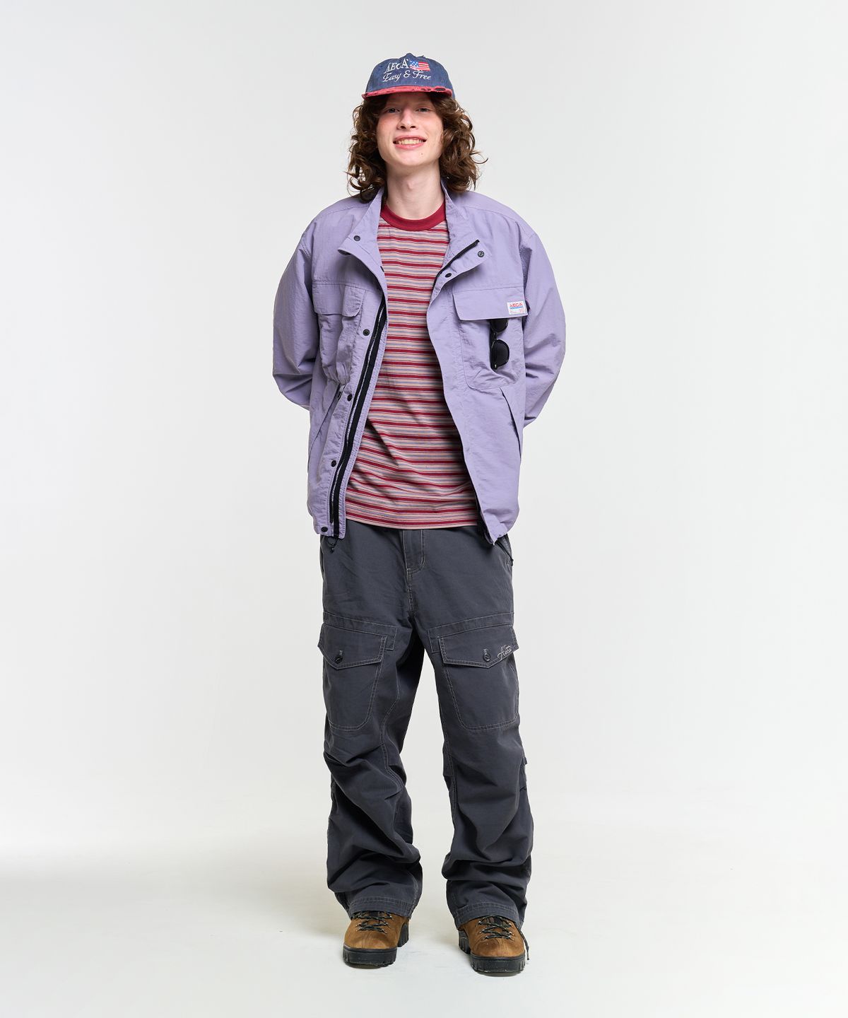 에이카화이트(AECA) FRONT POCKET STRIPE WASHED PANTS-CHARCOAL
