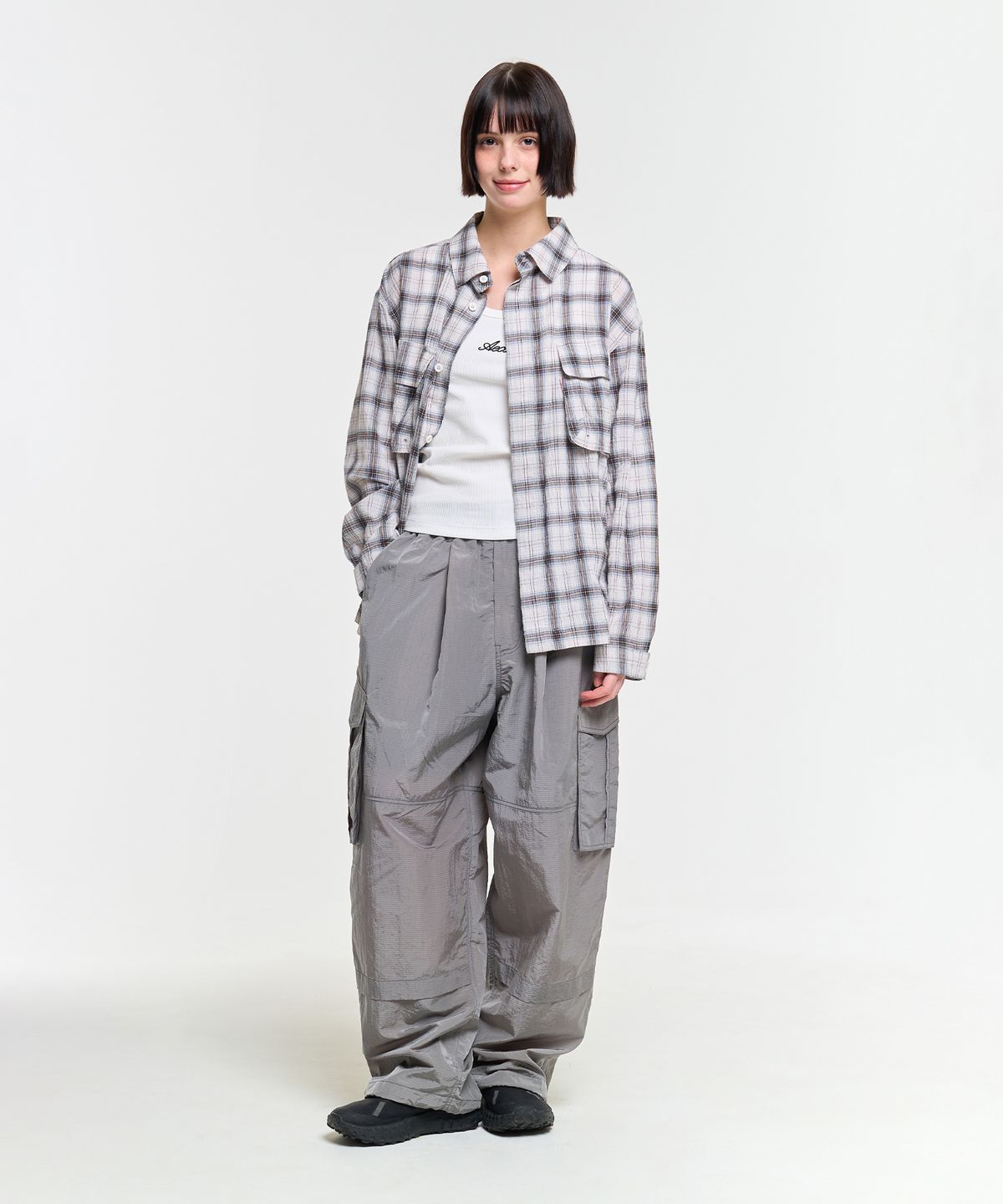 에이카화이트(AECA) RIPSTOP CARGO NYLON PANTS-GREY