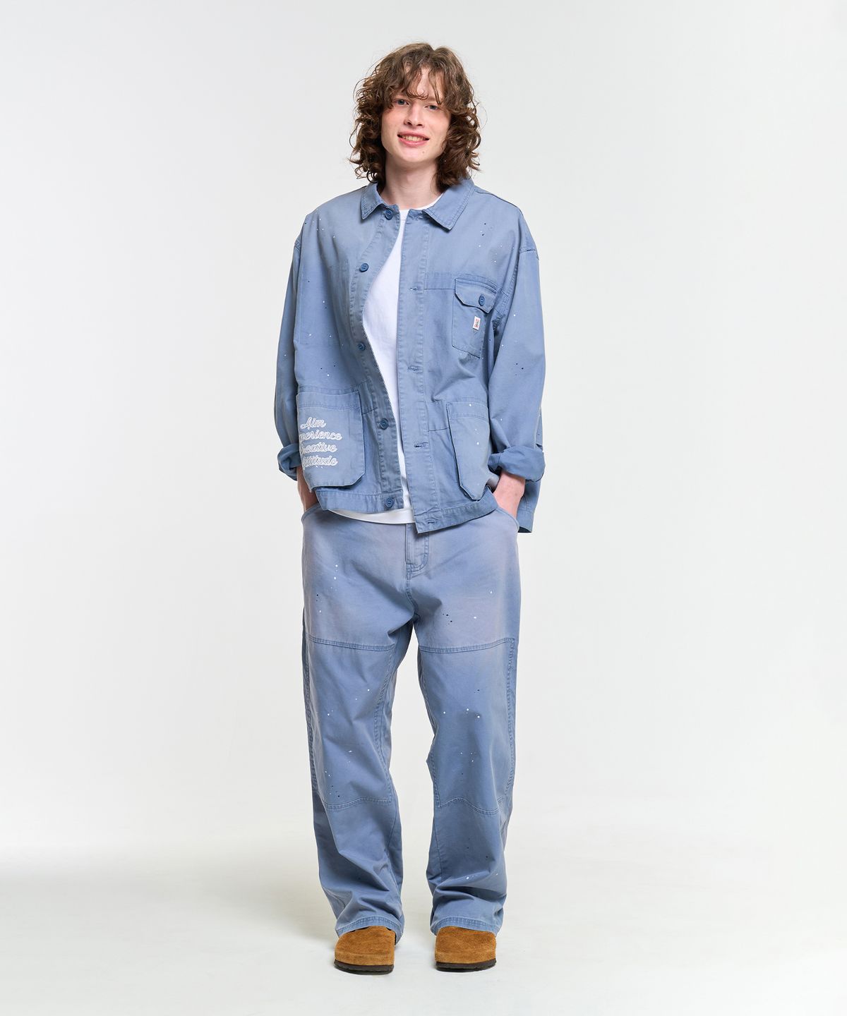 에이카화이트(AECA) WASHED PATCHWORK PANTS-BLUE