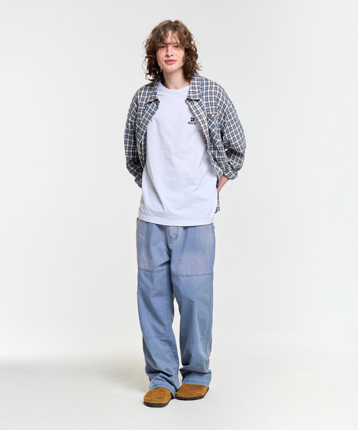 에이카화이트(AECA) WASHED PATCHWORK PANTS-BLUE