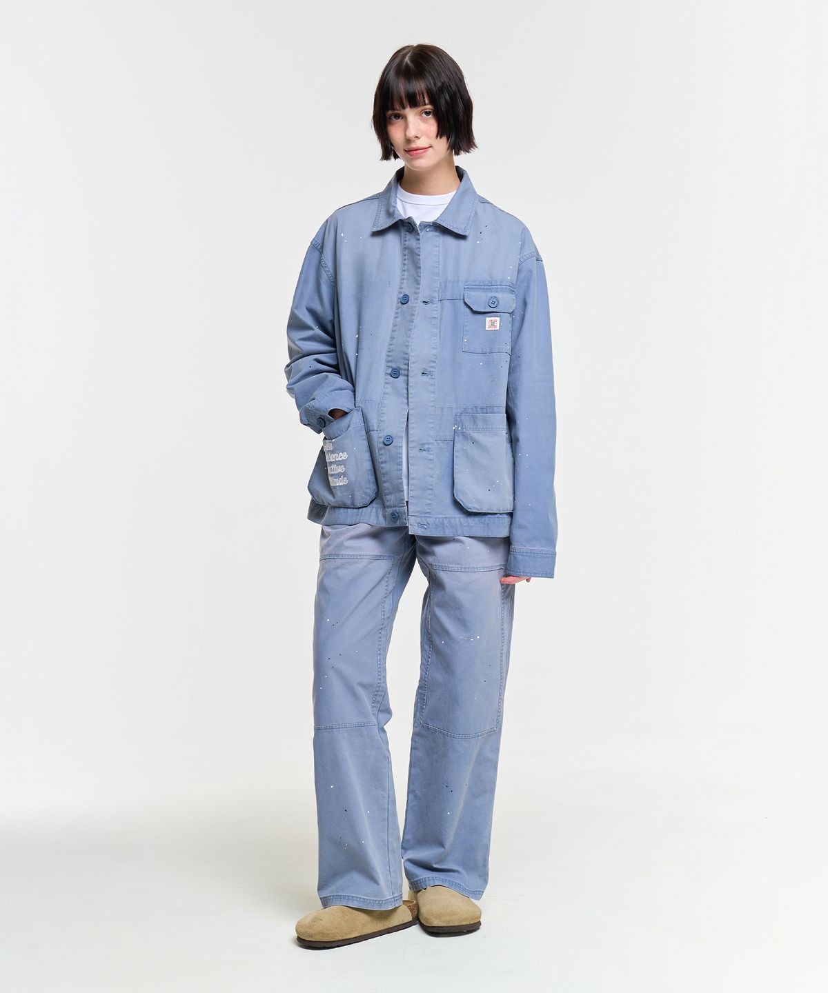 에이카화이트(AECA) WASHED PATCHWORK PANTS-BLUE
