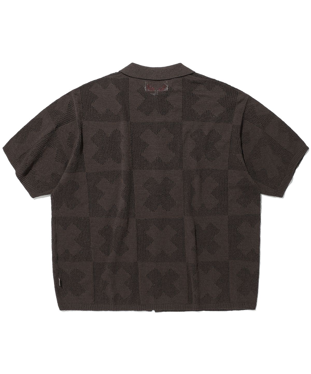 에이카화이트(AECA) CLOVER CROCHET HALF SLEEVE KNIT CARDIGAN-BROWN