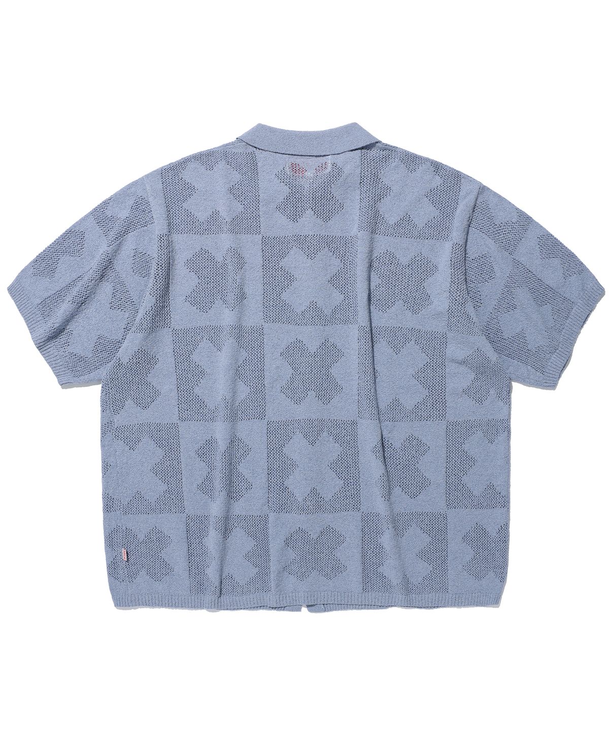 에이카화이트(AECA) CLOVER CROCHET HALF SLEEVE KNIT CARDIGAN-LIGHT BLUE