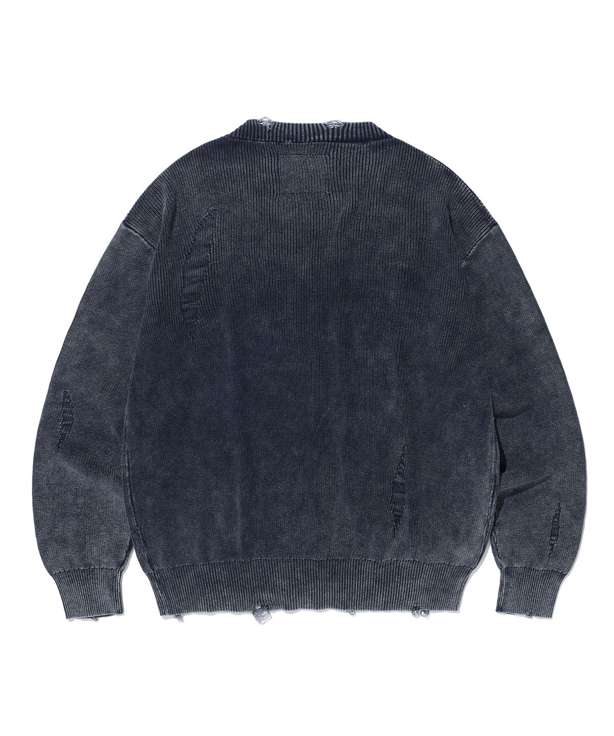 에이카화이트(AECA) WASHED DESTROYED CARDIGAN-NAVY