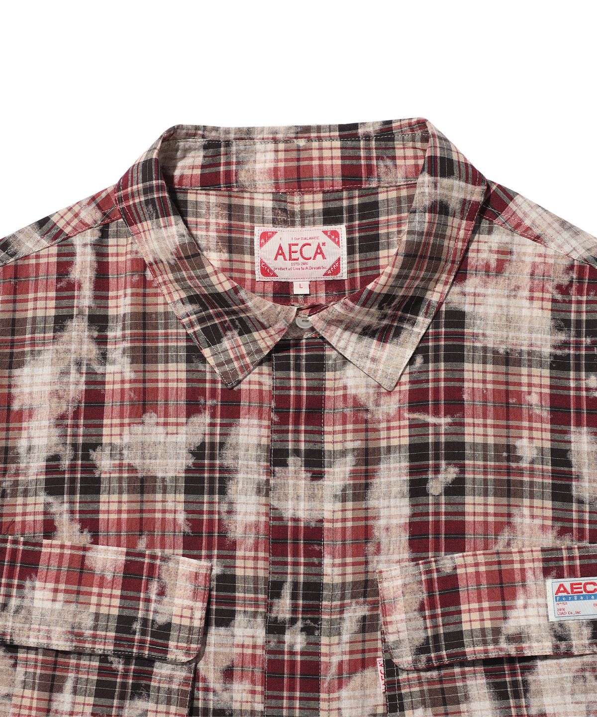 에이카화이트(AECA) FATIGUE CHECK SHIRTS-RED
