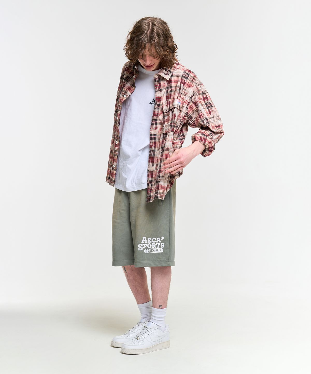 에이카화이트(AECA) FATIGUE CHECK SHIRTS-RED