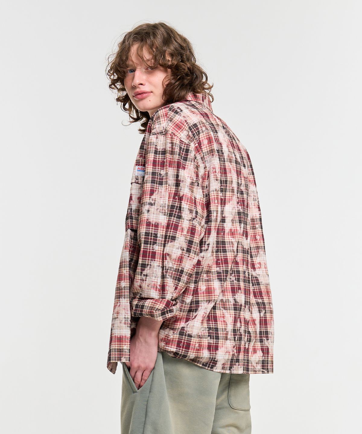 에이카화이트(AECA) FATIGUE CHECK SHIRTS-RED